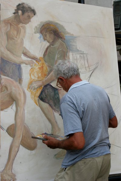Painter at Work, La Soffitta nella Strada, Summer Antiquary Fair, Sarzana, Ligury, Italy by Unknown